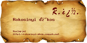 Rokosinyi Ákos névjegykártya